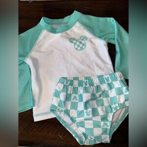 Mint & White Check Swim Set with Mickey